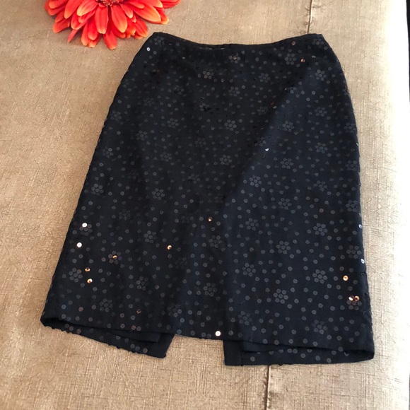 Black sequined LOFT pencil skirt - Picture 1 of 4
